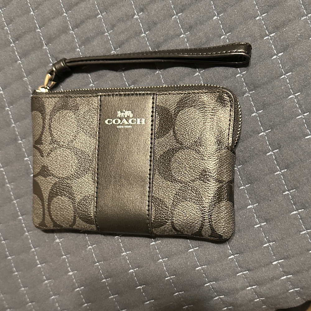 Coach Signature Black and Gray Wristlet